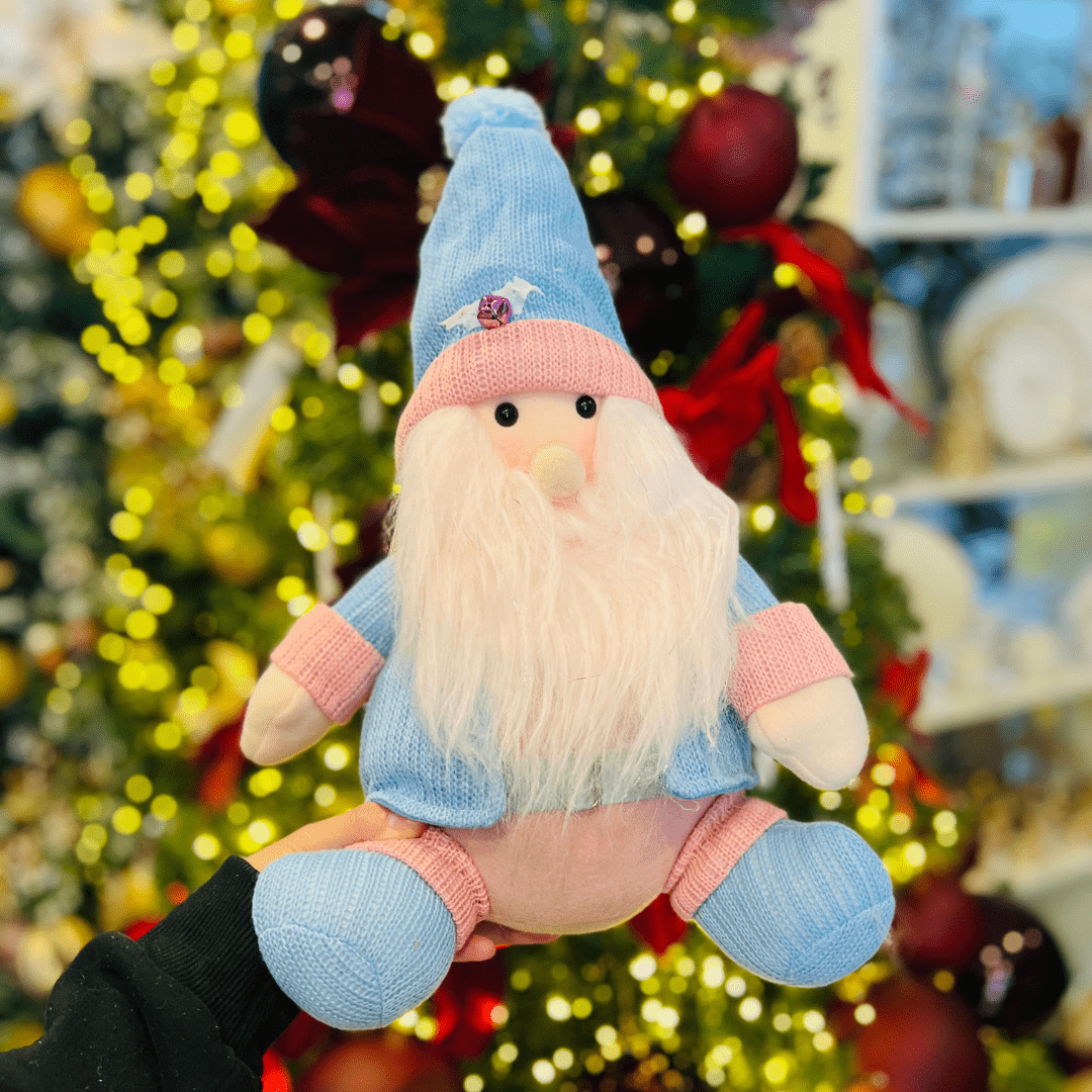 Papai Noel Sentado Rosa e Azul 36cm