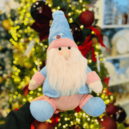 Papai Noel Sentado Rosa e Azul 36cm