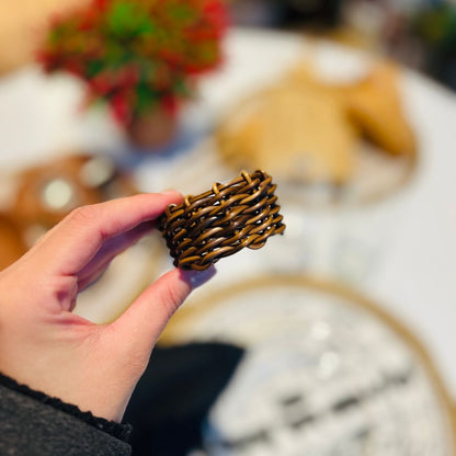 Conjunto Quatro Anéis para Guardanapo de Plástico Rattan - 4,5cm