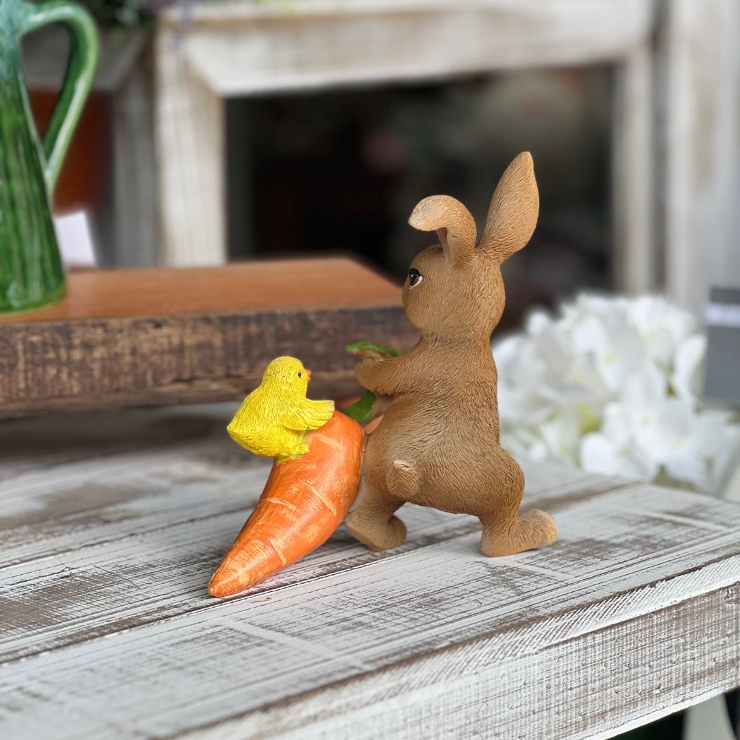 Coelho com Cenoura e Pintinho - 15cm