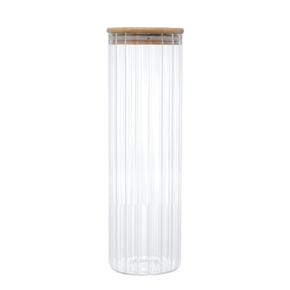 Pote De Vidro Com Tampa De Bambu - 1,3L