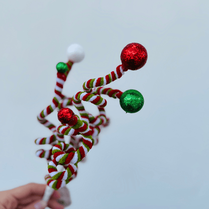 Galho Natalino Candy Espiral Pompom 35cm