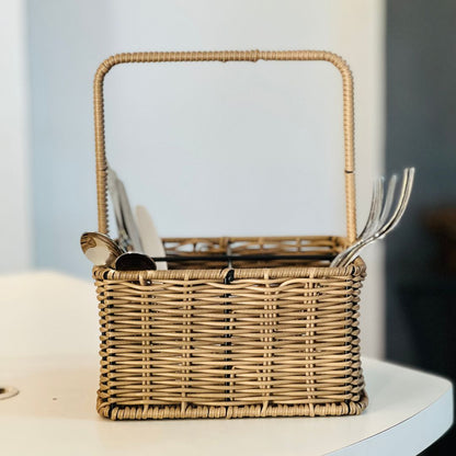 Porta Talheres Com Alca Rattan