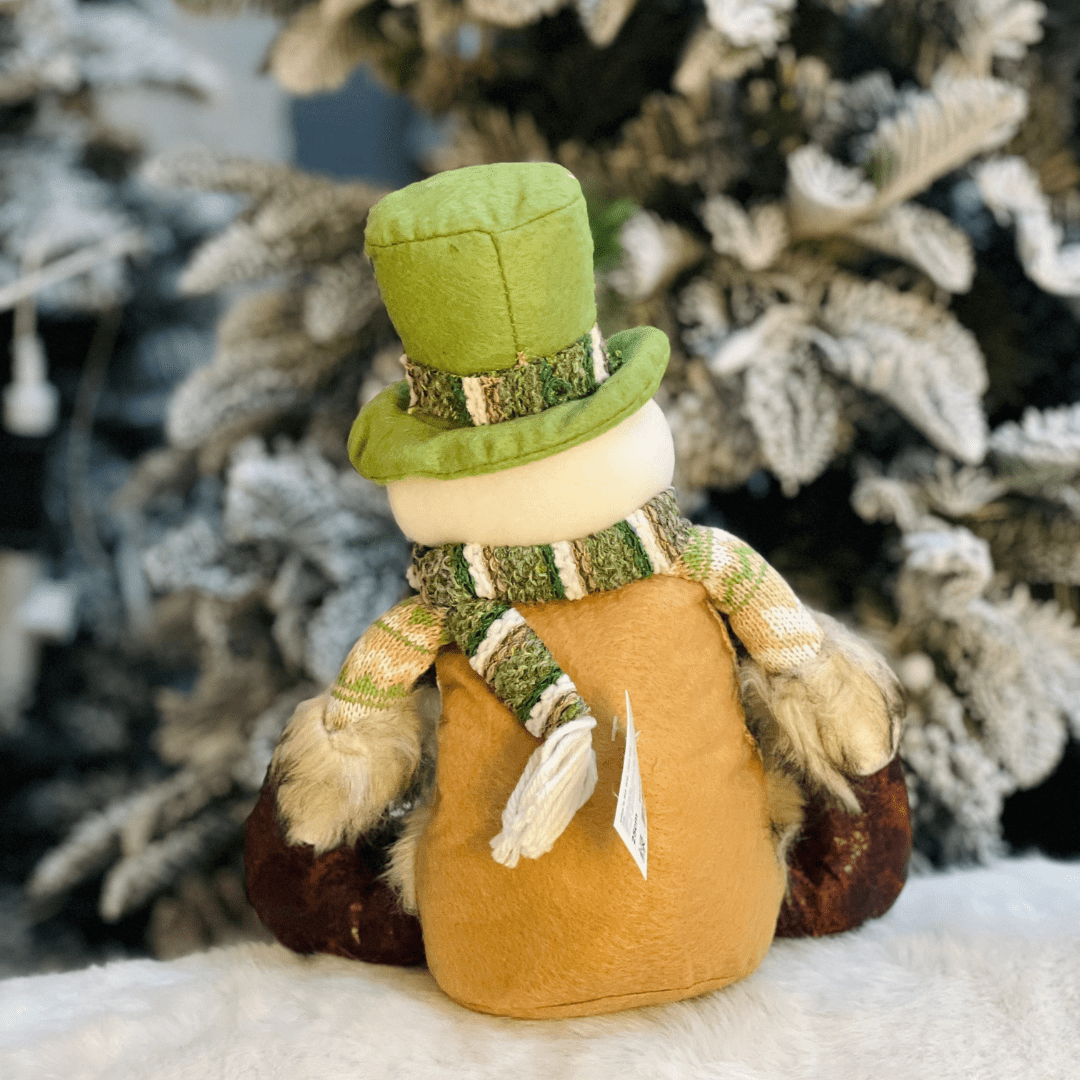 Boneco de Neve Natalino Sentado Verde 25cm