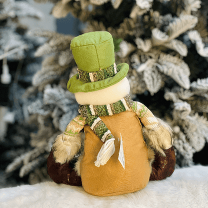 Boneco de Neve Natalino Sentado Verde 25cm
