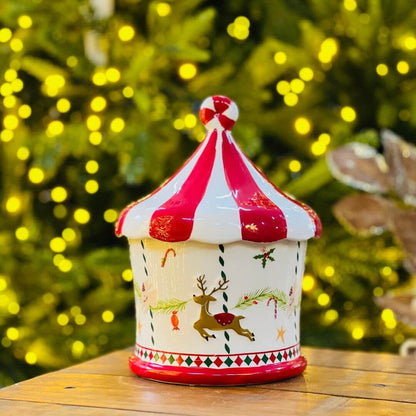 Pote com Tampa Carrossel Natal - 15x20cm