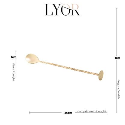 Colher Bailarina de Aço Inox Tress Dourado - 26cm