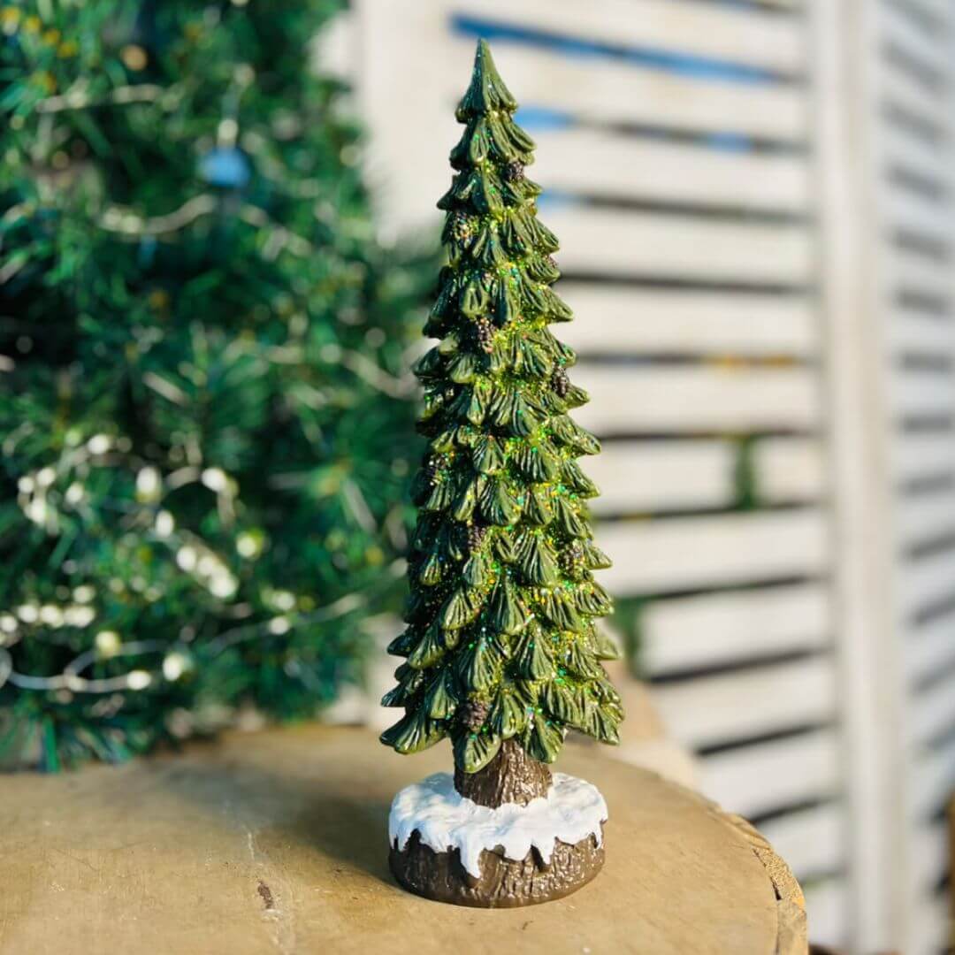Mini Árvore de Natal com Pinhas e Brilho – 33cm