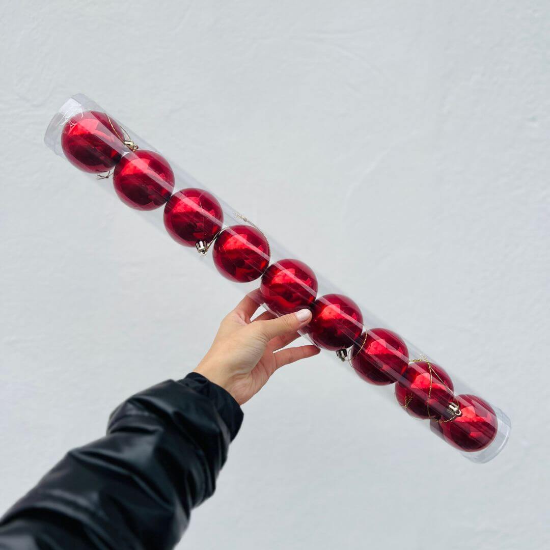 Jogo Com 9 Bolas Natalinas Perolada - 6cm