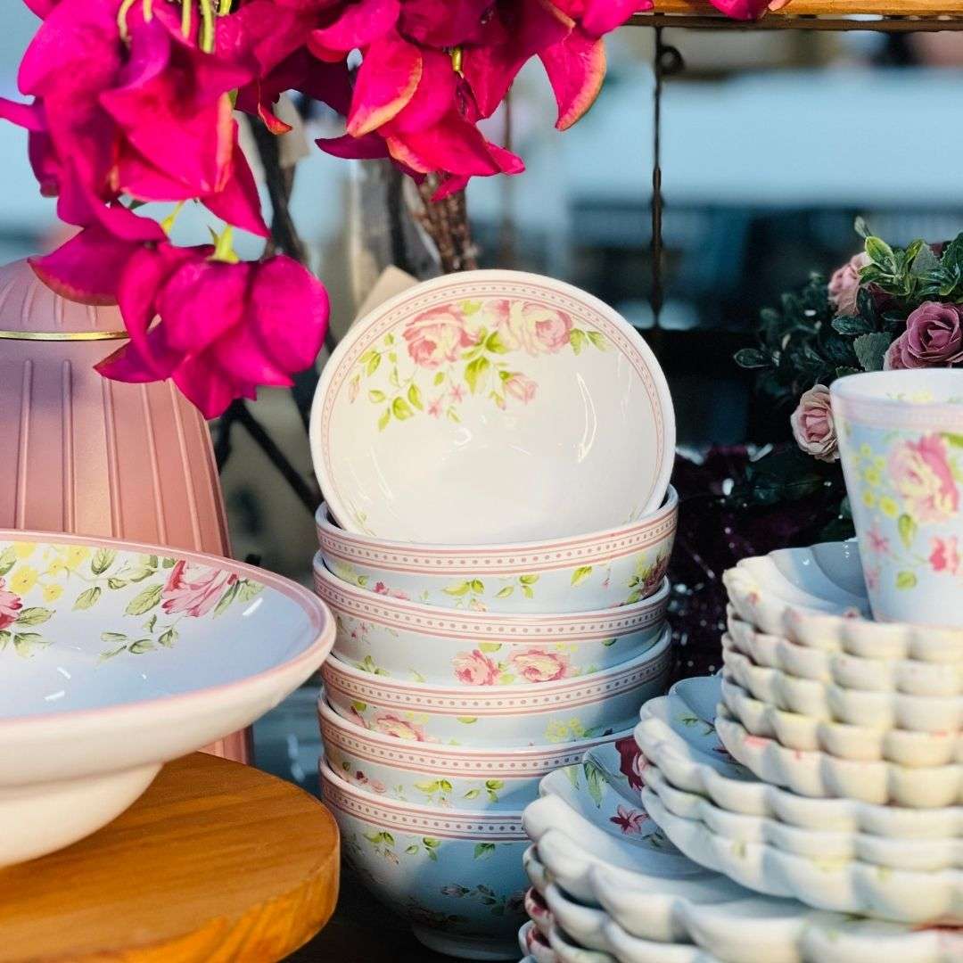 Bowl Azul Com Rosas Vó Dulce - 13,5