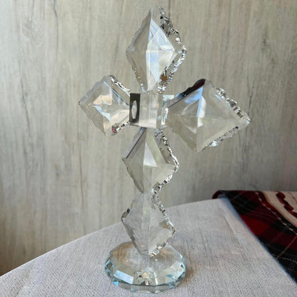 Crucifixo em Cristal Lapidado com Base Sacrum Lux – 21cm