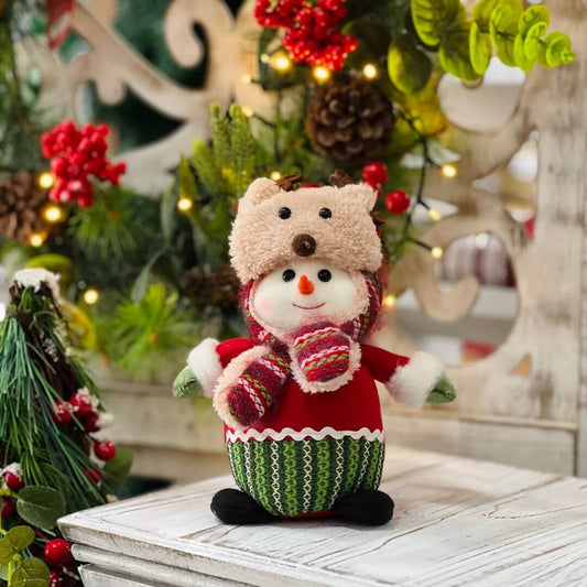 Boneco de Neve Vermelho e Verde - 17cm