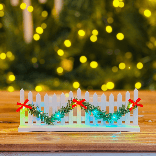 Mini Cerca Natalina Com Festão e Led Branco 16cm