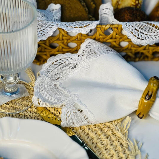 Guardanapo Branco Com Renda - 45cmx45cm