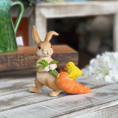 Coelho com Cenoura e Pintinho - 15cm