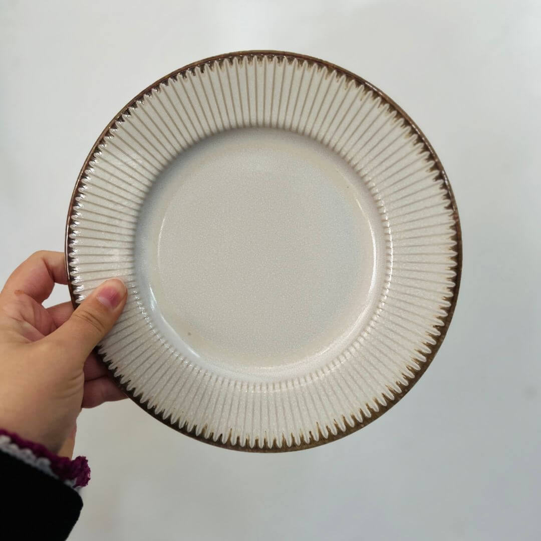 Prato para Sobremesa de Cerâmica Linear Branco – 20cm