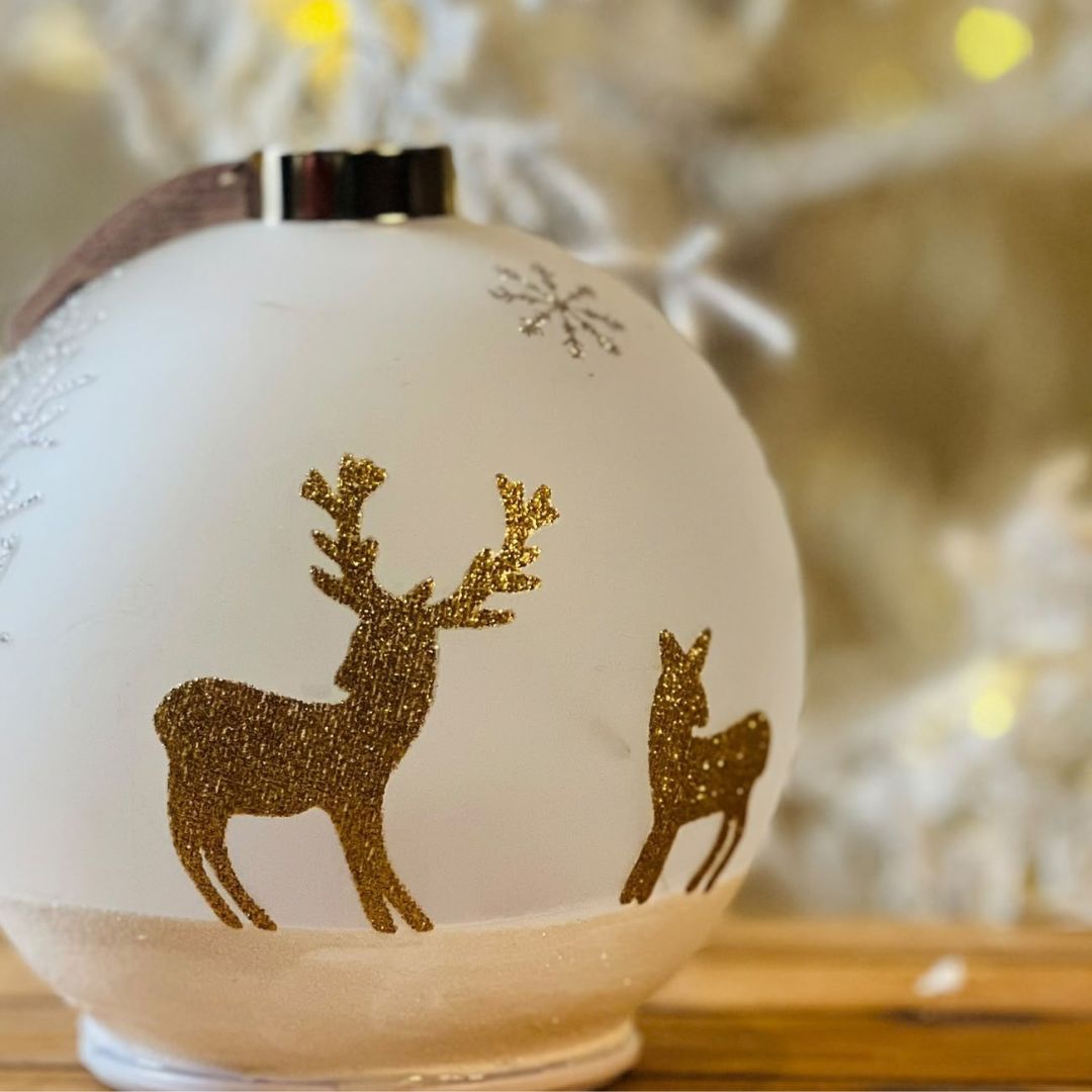 Bola de Natal Rena com LED e Movimento – 14cm