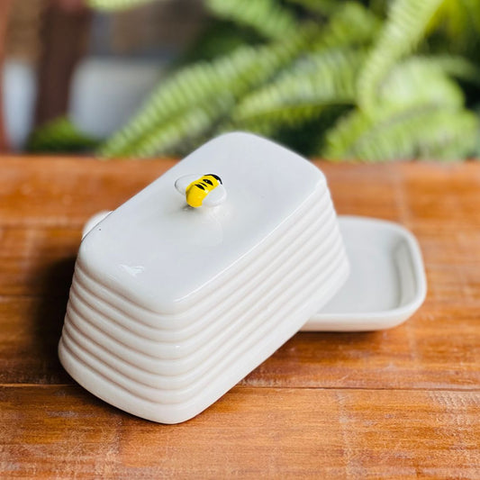Manteigueira de Porcelana Bee - 17cm