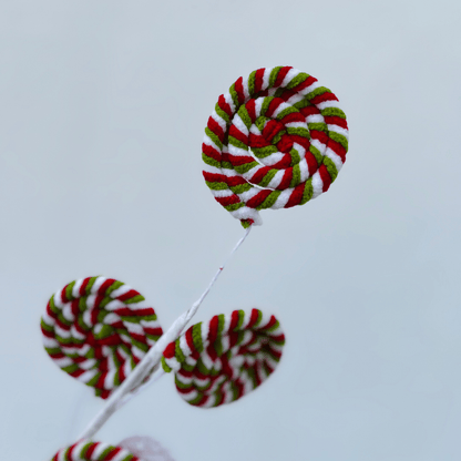 Galho Natalino Pirulito Verde, Vermelho e Branco 56cm