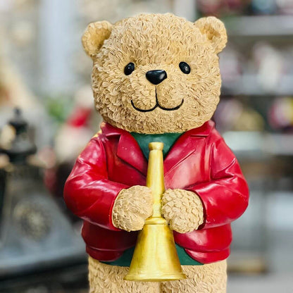 Resina Natal Urso Músico Trombeta - 42xcm25x22
