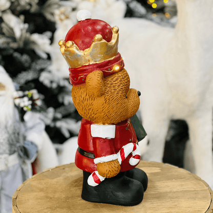 Urso Natalino Em Pé de Cerâmica Com Led 45cm