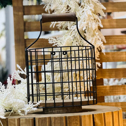 Cesta de Madeira e Ferro Preta – 32cm