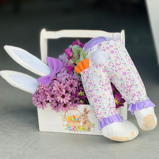 Kit Coelho Patas e Orelhas - Lilás Com Flores