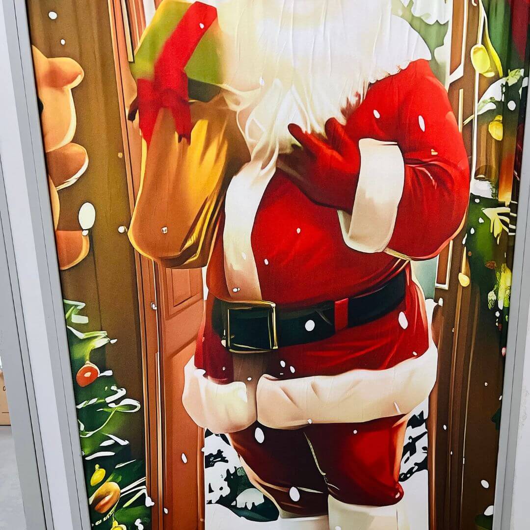 Cobre Porta Natalino Papai Noel Merry Vermelho – 90 x 210cm