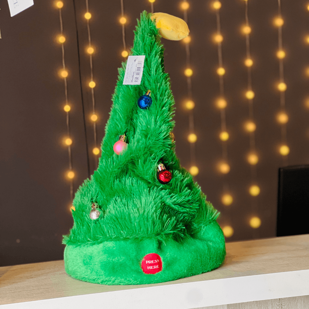 Gorro Árvore de Natal Animada com Som e Movimento – 36 x 20cm