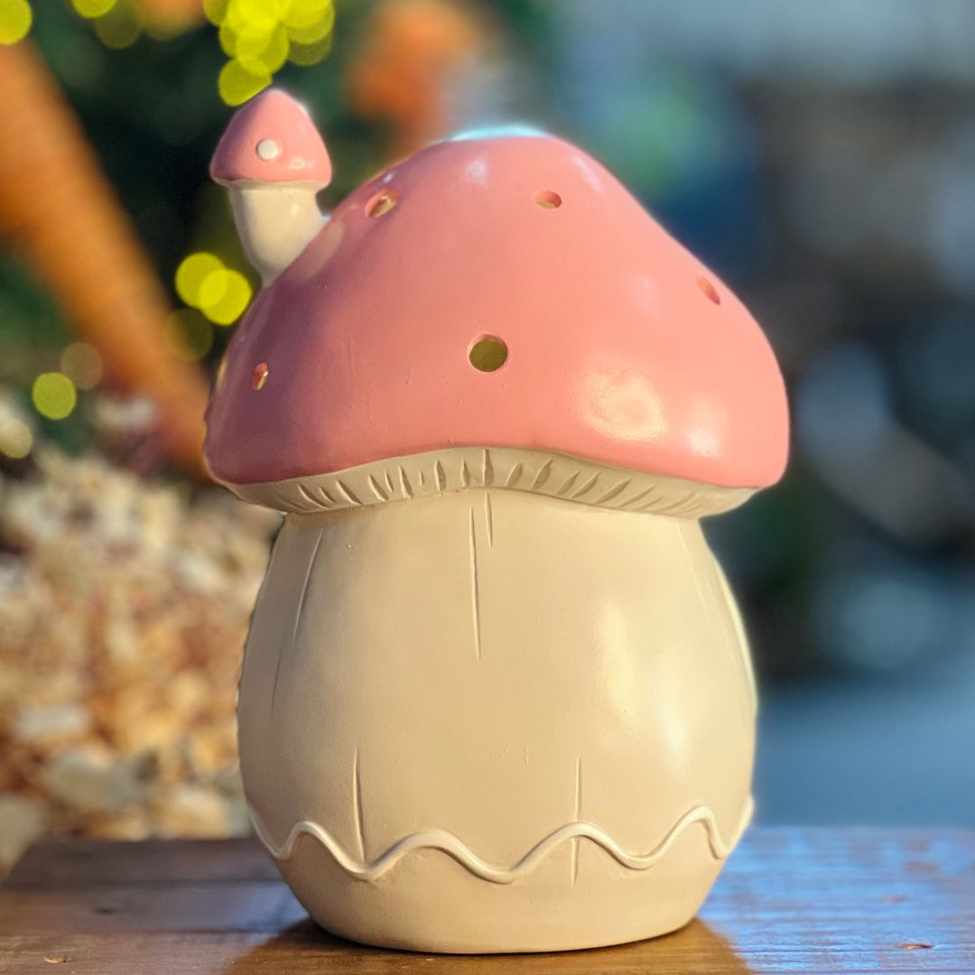 Casa Coelho de Cogumelo Com Led - 29cm