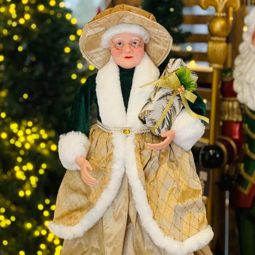 MAMÃE NOEL NATAL EM PÉ DOURADO - 60CM