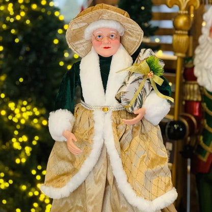 MAMÃE NOEL NATAL EM PÉ DOURADO - 60CM
