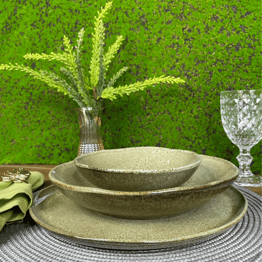 Prato Fundo Bio Croco Verde de Cerâmica 25cm