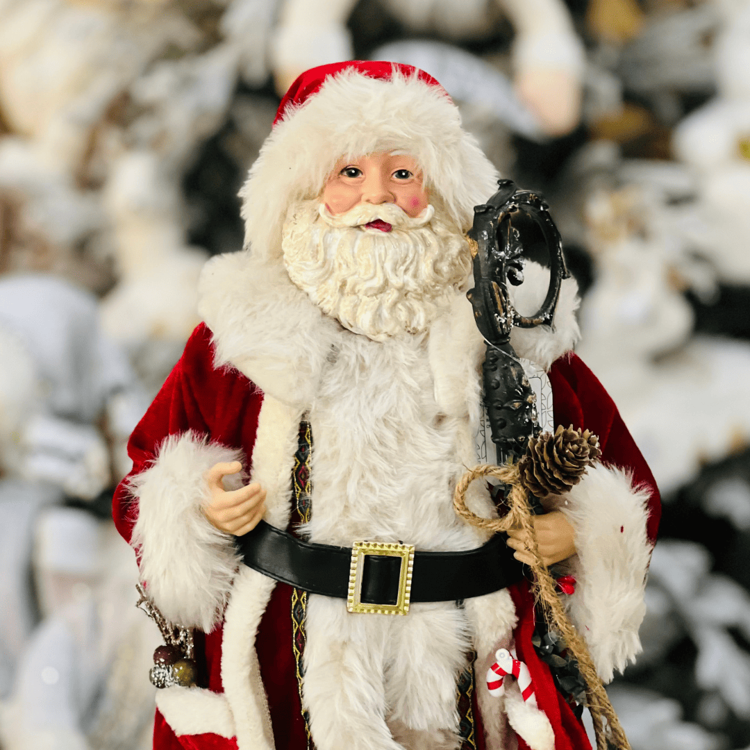 Papai Noel Vermelho Com Cajado 45cm