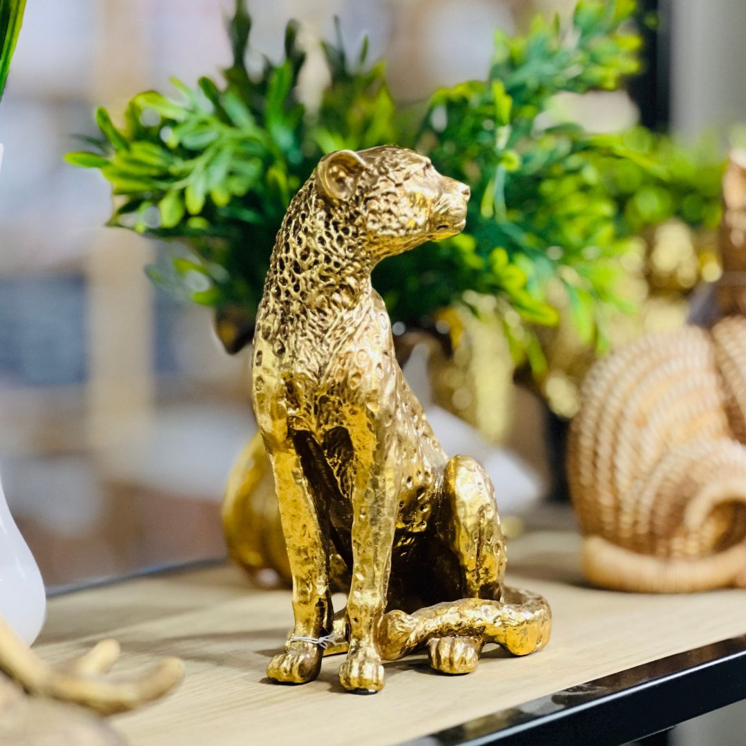 Escultura Leopardo Em Poliresina - 19cm