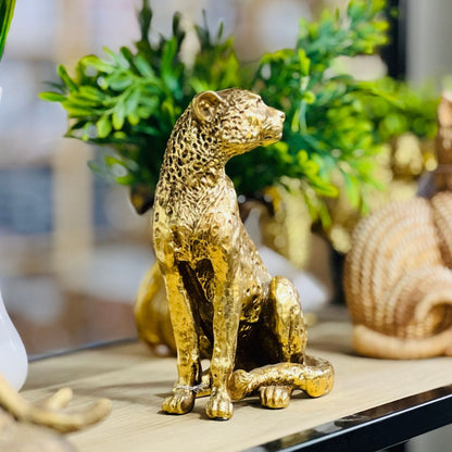Escultura Leopardo Em Poliresina - 19cm