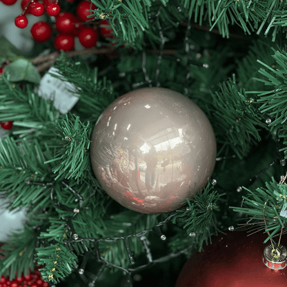 Jogo 4 Bolas Natalinas Peroladas Rosê 12cm