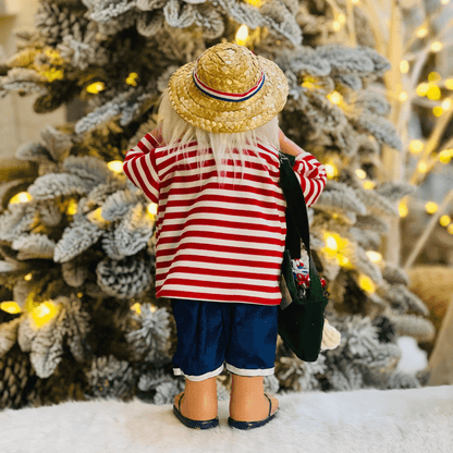 Papai Noel Praiano Vermelho e Azul 40cm