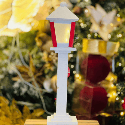 Poste de Madeira Com Led Vermelho e Branco 52cm - Pilha