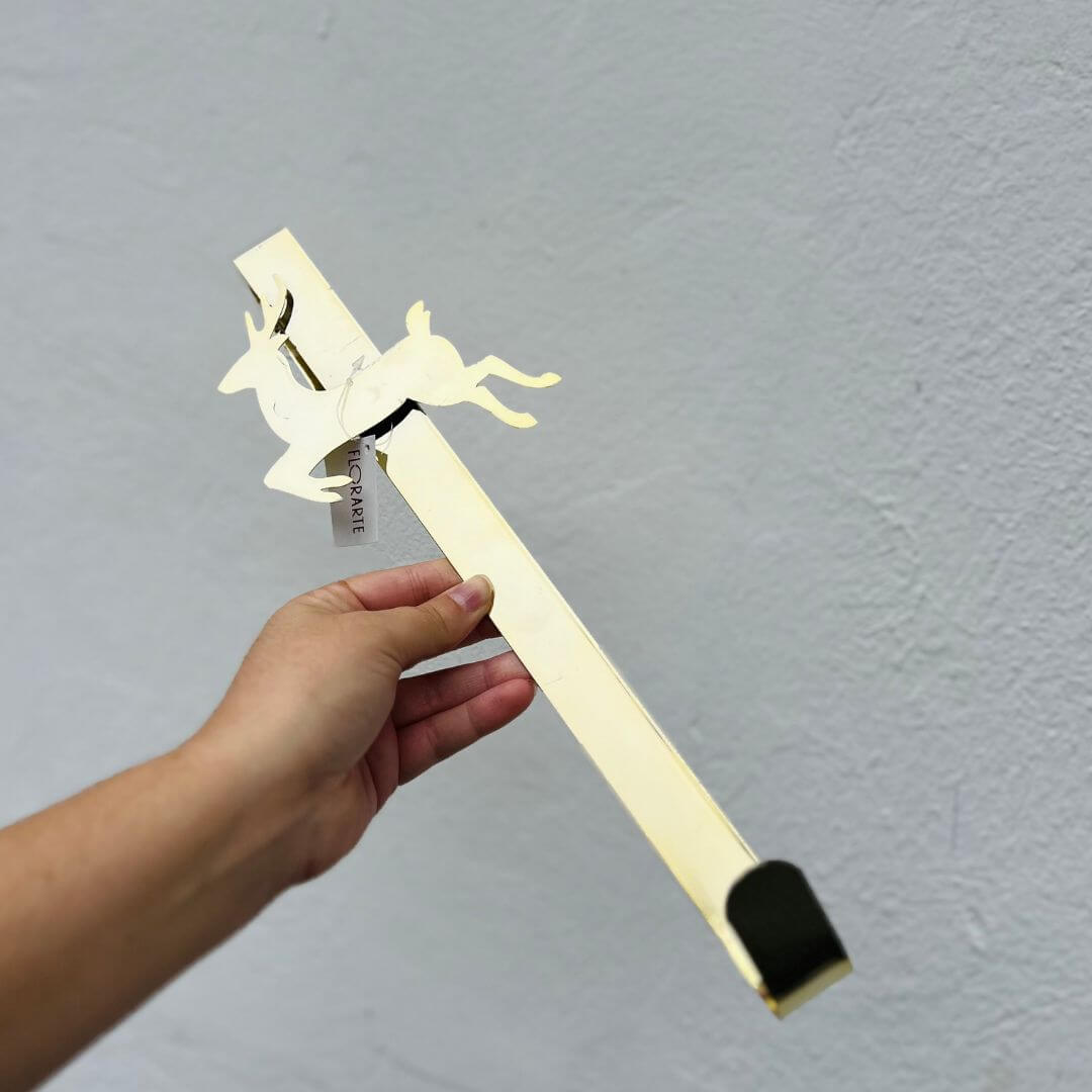 Suporte para Guirlanda Rena Dourado – 35 x 10cm