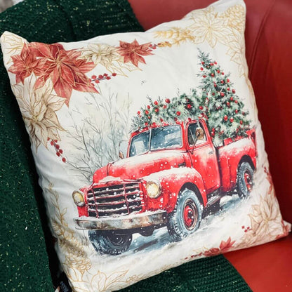 Capa de Almofada Luxor Natal Celeiro Truck – 50x50cm