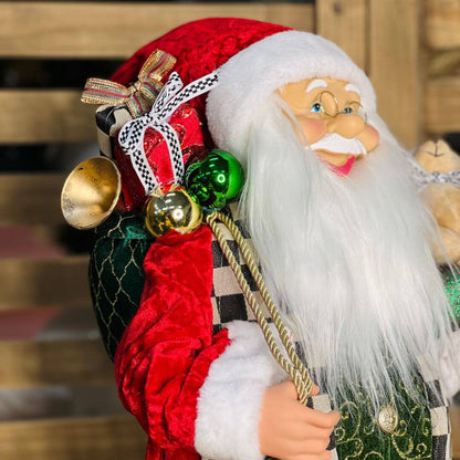 Papai Noel Casaco Checker Veludo Vermelho – 60cm