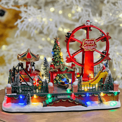 Cenário Natalino Mini Parque de Diversão com LED – 24cm