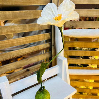 Flor Decorativa Papoula Branca – 53cm