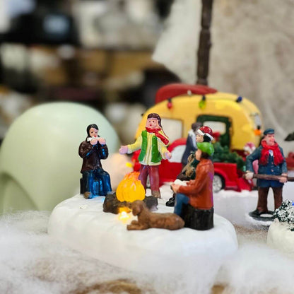 Cenário Natal Amigos na Fogueira Com Led 8,3x13,2x9,2cm