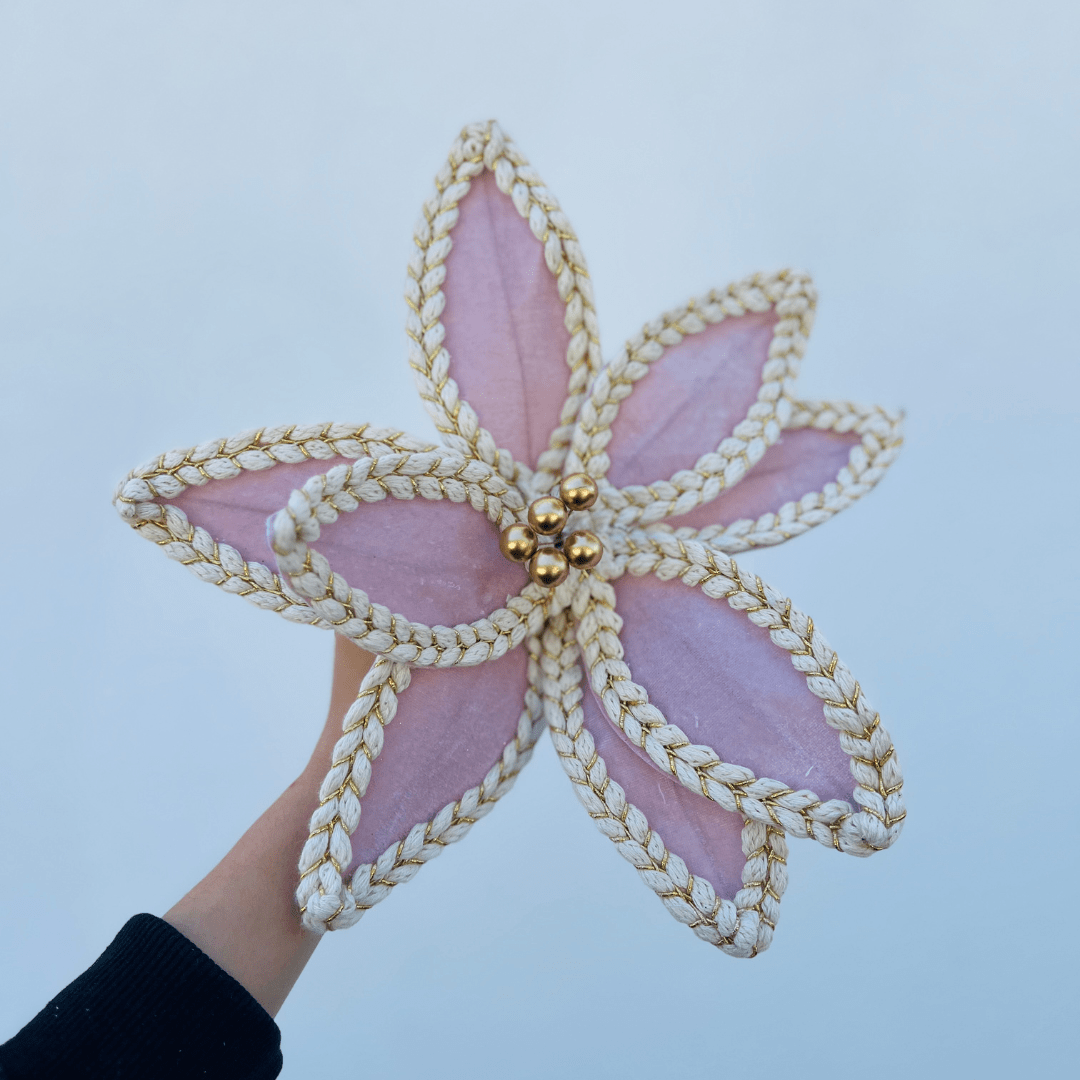 Flor Natalina Bico de Papagaio Aveludada Rosa 30x19cm