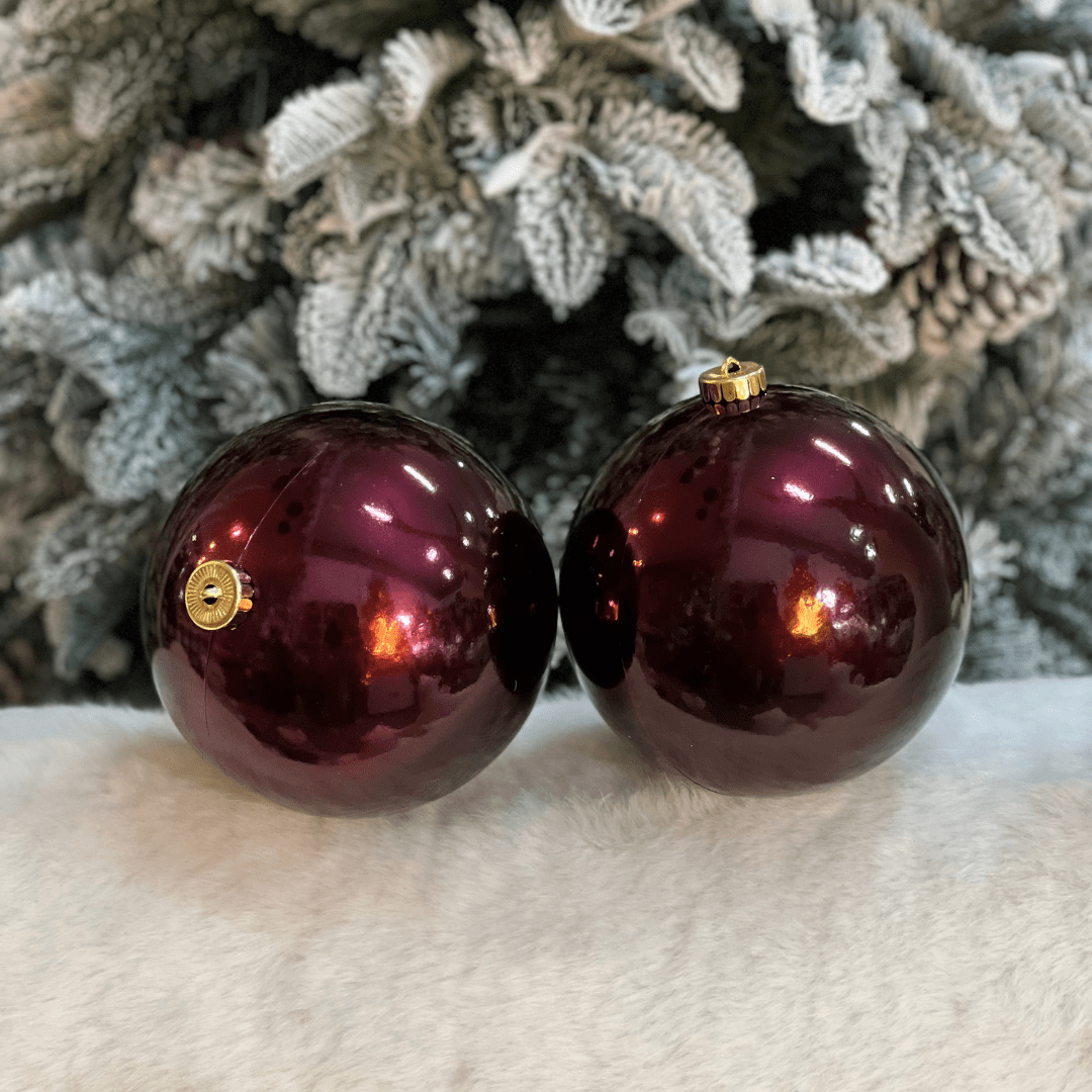 Jogo 2 Bolas Natalinas Peroladas Vinho 15cm