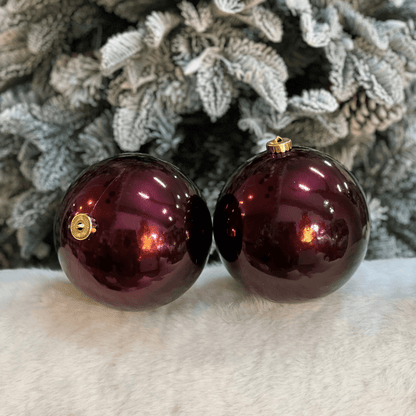 Jogo 2 Bolas Natalinas Peroladas Vinho 15cm