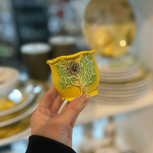 Vaso Amarelo Passarinho de Ceramica 7x8cm
