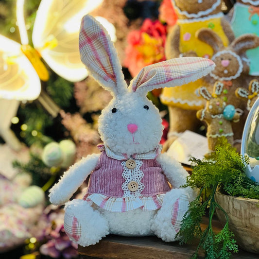 Coelha Decorativa Sentada - 31cm Rosa